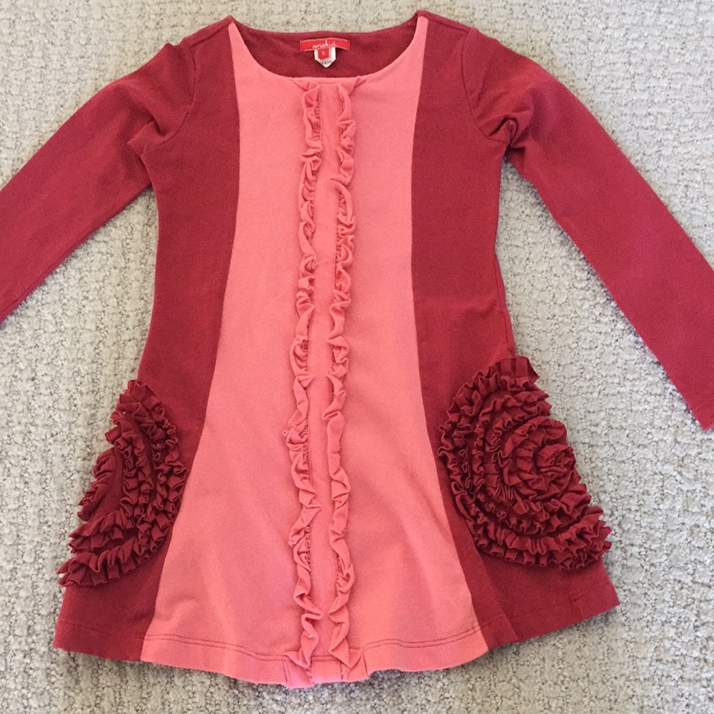 Red ruffle flower dress - 5
